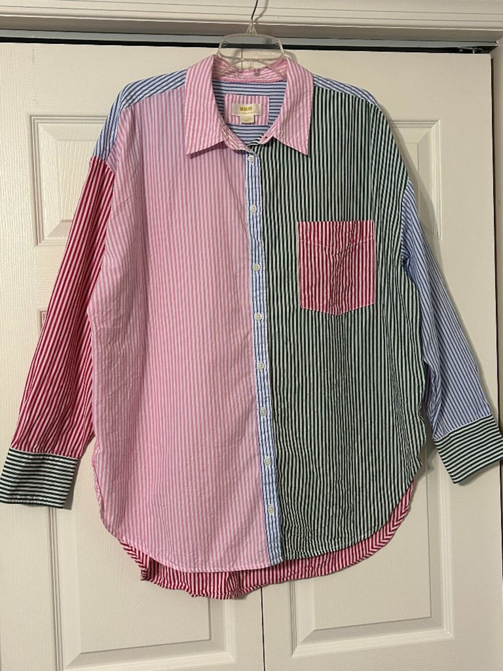 Anthropologie MAEVE Sz XL Multi-Color Stripes Bennet Button Down Top